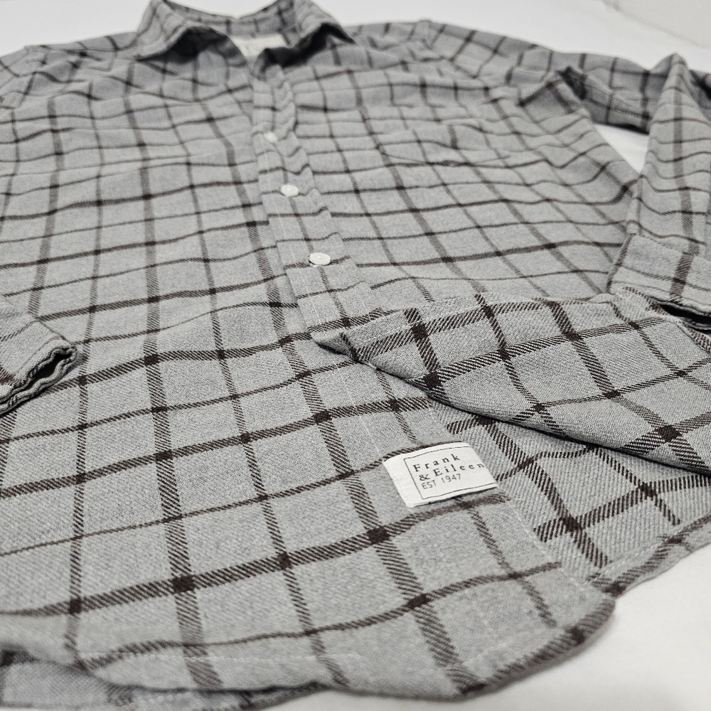 Frank & Eileen Barry Gray Plaid Cotton Button Down Shirt Small Made in USA - Picture 5 of 8